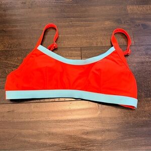 NWT Cupshe Contrast Trim Bright Bikini Top - Orange & Aqua